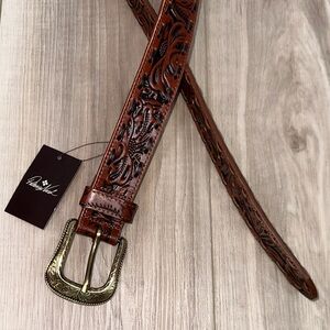Patricia Nash Amelia 100% leather tooled belt size small